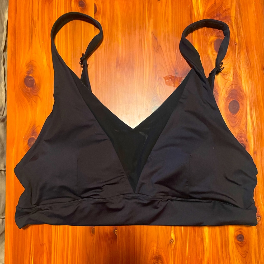 Zyia V Neck Black Adjustable Mesh Sports Bra XXL